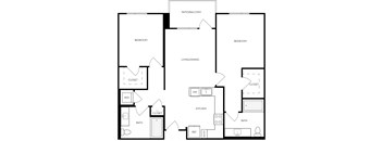 B1 1,055-to1,095 Sq.Ft. Floor Plan at Exhibit at J Town, San Jose, CA, 95112