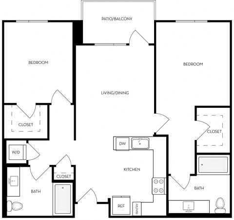 B1 1,055-to1,095 Sq.Ft. Floor Plan at Exhibit at J Town, San Jose, CA, 95112
