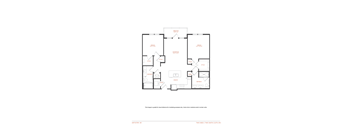 A floor plan of a house with two bedrooms and two bathrooms.