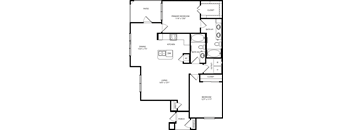 A black and white image of a floor plan for a house.