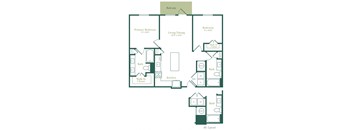 a floor plan of a unit with a bedroom and a living room