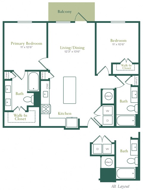 a floor plan of a unit with a bedroom and a living room