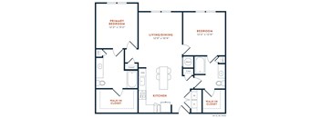 a blueprint of a floor plan with a bedroom and a living room