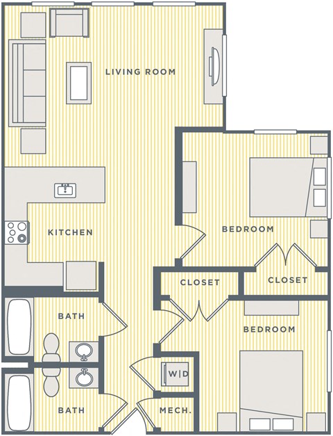 a blueprint of a floor plan with bedrooms and a living room