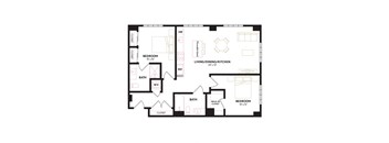 a floor plan of a house with an open floor plan with bedrooms and a bathroom