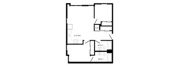 a floor plan of a house with a bedroom and a living room