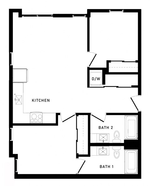 a floor plan of a house with a bedroom and a living room