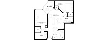 A black and white image of the B1 floor plan.