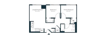A black and white image of a floor plan for a home with three bedrooms.