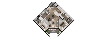 A black and white diagram of a house layout.