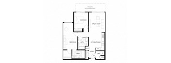 A floor plan of a house with a private outdoor space.