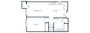 a floor plan of a house with a bedroom and a living room
