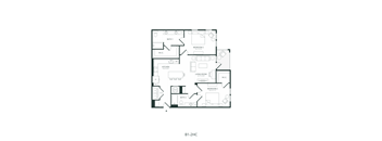 A black and white image of a floor plan for a B1-2HC.