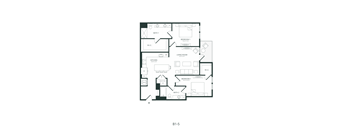 A black and white floor plan of a two-bedroom apartment.