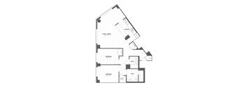 floor plan of the studio apartment with bedroom and living room