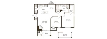 A black and white floor plan of a house with labeled rooms.