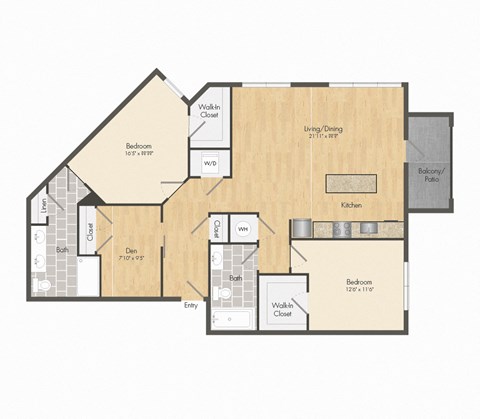 a floor plan of a home with wood flooring and