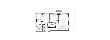 a floor plan of a house with bedrooms and baths and a living room