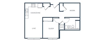 a floor plan of a house with a bedroom and a living room