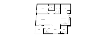 A black and white floor plan of a house with a living room, dining room, kitchen, and multiple bedrooms.