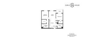 A floor plan for a 2 bedroom/2 bath home by Gable House.