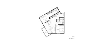 A floor plan of a property with two bedrooms and two bathrooms.