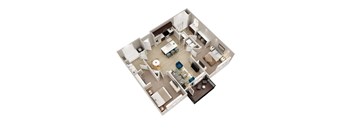 B2 - 3D floor plan - 1067 SQFT