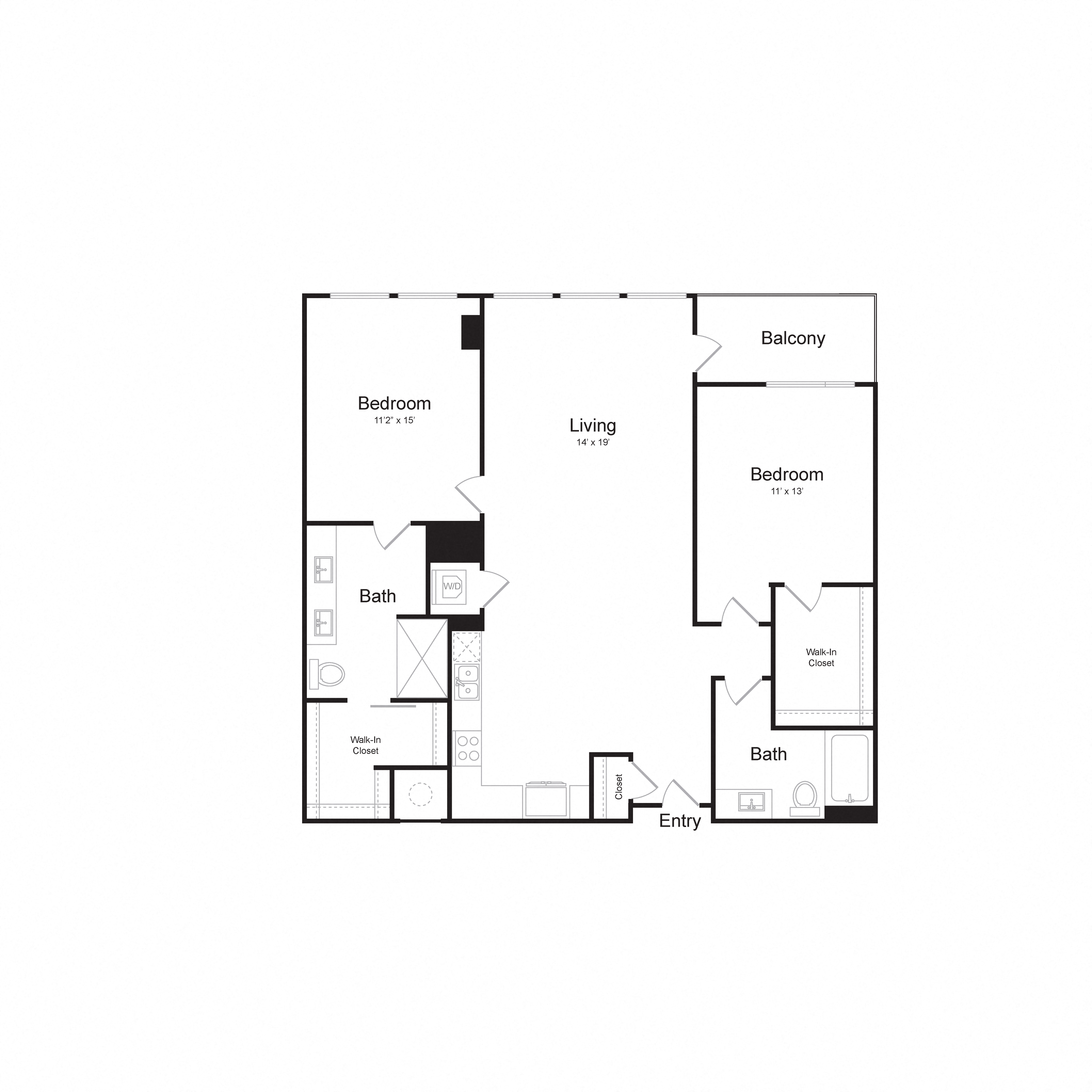 bedroom floor plan | the social at stadium walk apartment homes for rent in ft collins co