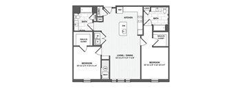 A black and white image of a floor plan for a house.