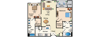 Two bedroom two bathroom 1,120 Sq.Ft. A Floor plan at Alanza Place, Phoenix, AZ, 85008