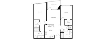 B2 1,079 Sq.Ft. Floor Plan at Exhibit at J Town, San Jose, CA