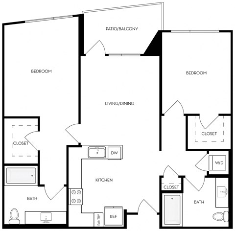 B2 1,079 Sq.Ft. Floor Plan at Exhibit at J Town, San Jose, CA