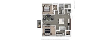 Two Bedroom 2 bathroom floor plan A at 601 Pax, Arizona, 85003