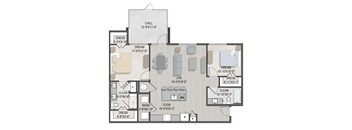 a floor plan of a studio apartment with a bedroom and a living room