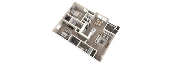 A detailed 3D floor plan of a house showing all rooms and their layout.