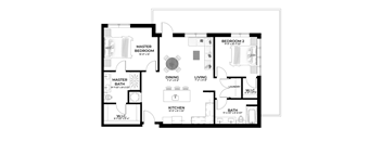 A black and white image of a floor plan for a house.