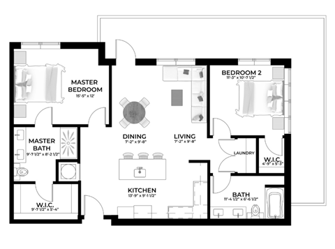 A black and white image of a floor plan for a house.