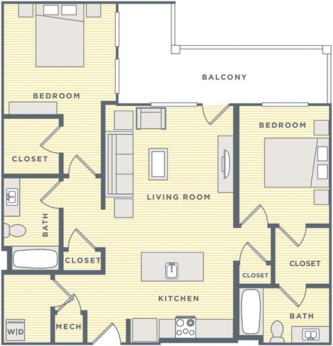 a floor plan of a house with bedrooms and a living room