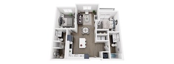 a 2 bedroom floor plan with a bathroom and a living room