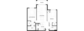 A black and white image of the B2 floor plan.