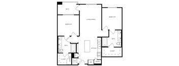 A black and white image of a house floor plan with labeled rooms.