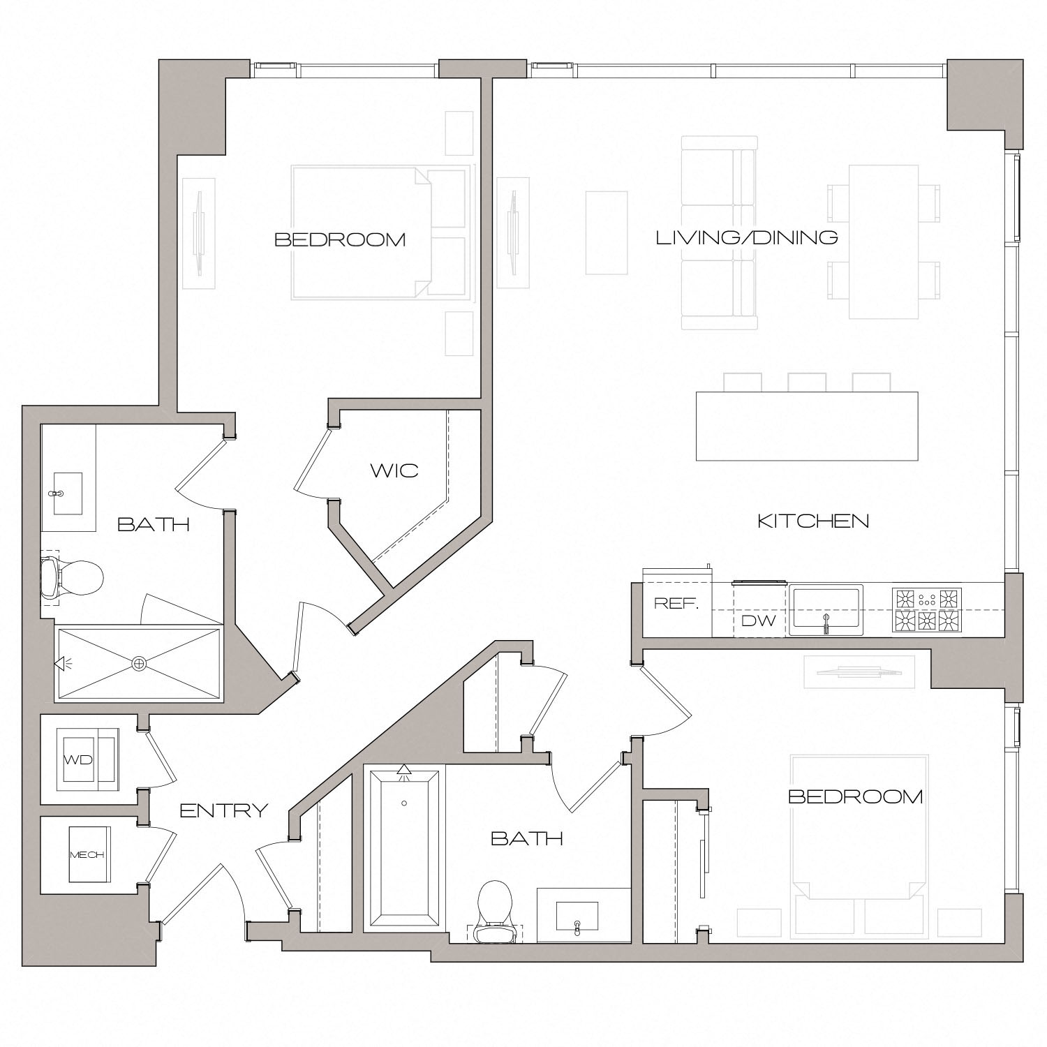 B2 Floorplan 2 Bed 2 Bath