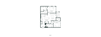 A black and white image of a floor plan for a home with labeled rooms.