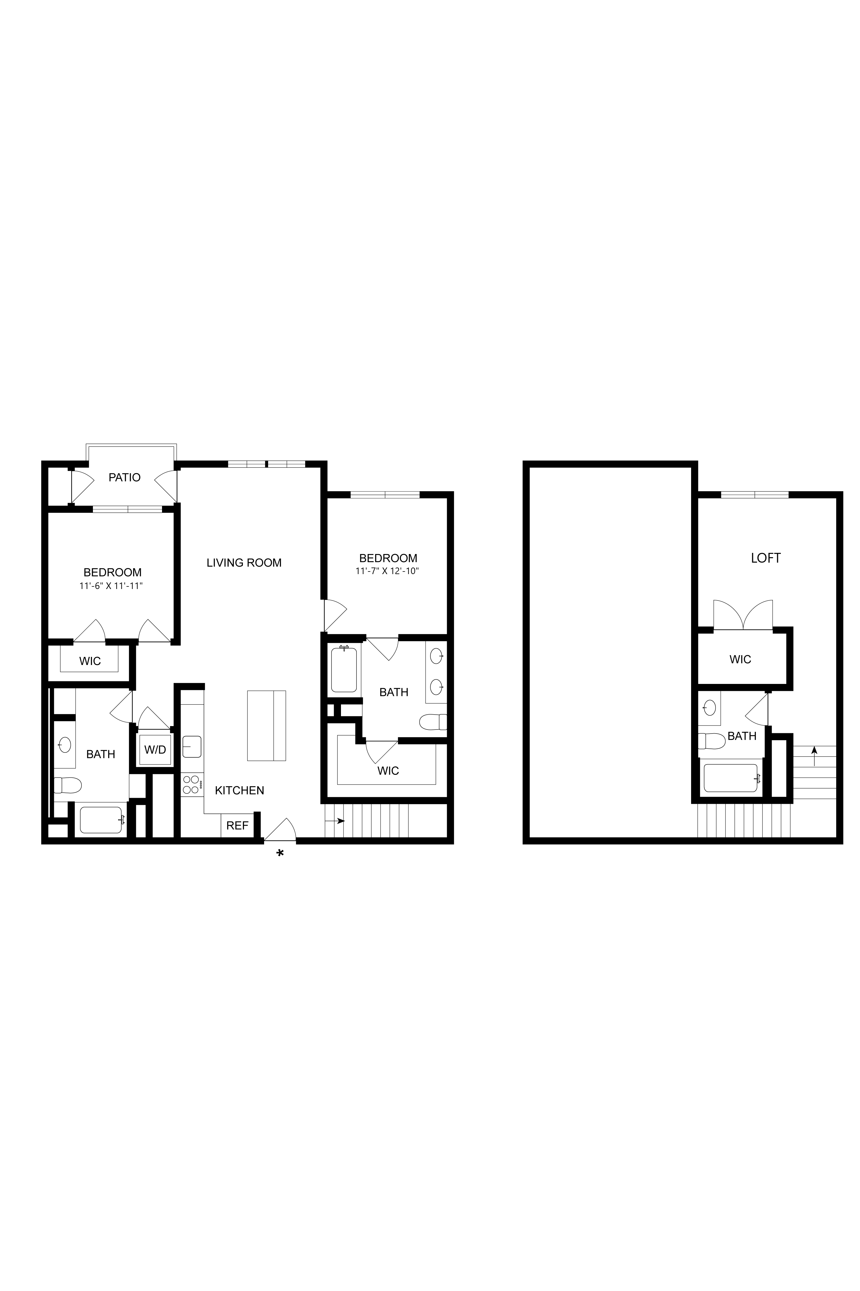 A floor plan of a two bedroom apartment.