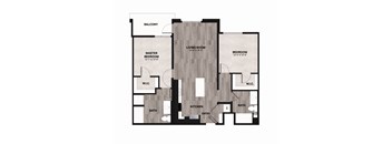 Studio Apartment Floor Plan at Metro Mission Valley, San Diego