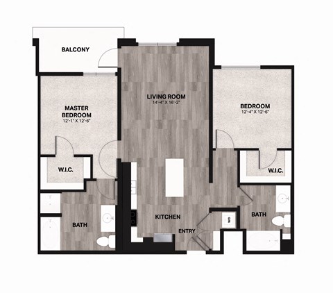 Studio Apartment Floor Plan at Metro Mission Valley, San Diego