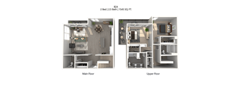 A 2 Bedroom apartment with 2.5 Bathrooms and a total area of 154 SQ. FT is displayed.