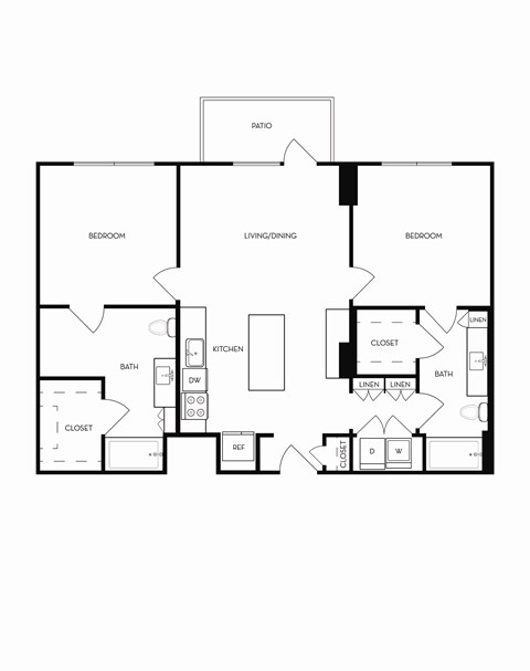 A black and white image of a house floor plan.