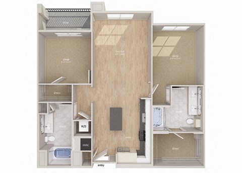 B2 Floor Plan at Gravity, San Diego, 92120