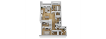 a floor plan of a house with a bedroom and a living room